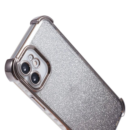 For iPhone 12 Case Electroplating Glitter Soft TPU Phone Cover Side Heart Pattern
