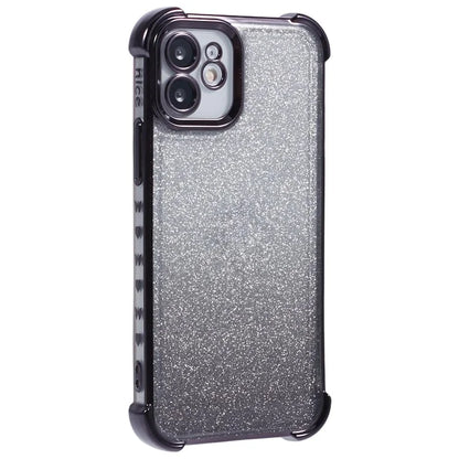 For iPhone 12 Case Electroplating Glitter Soft TPU Phone Cover Side Heart Pattern