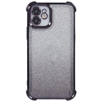 For iPhone 12 Case Electroplating Glitter Soft TPU Phone Cover Side Heart Pattern