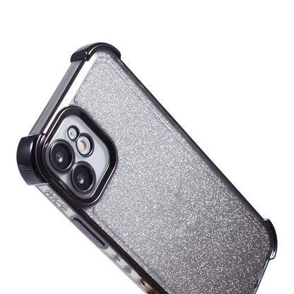 For iPhone 12 Case Electroplating Glitter Soft TPU Phone Cover Side Heart Pattern
