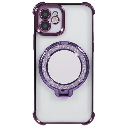 For iPhone 12 Case Makeup Mirror TPU Clear Phone Cover Invisible Kickstand