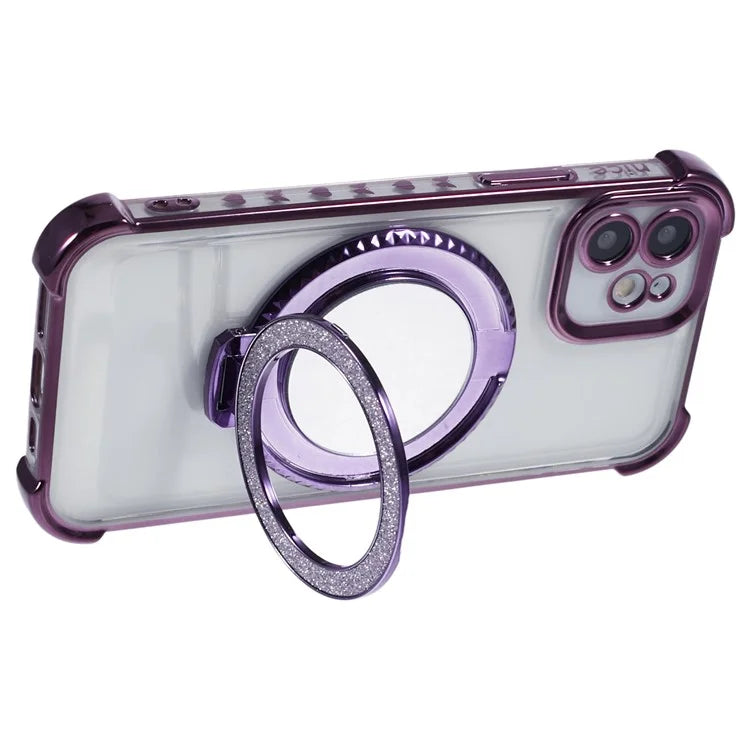 For iPhone 12 Case Makeup Mirror TPU Clear Phone Cover Invisible Kickstand