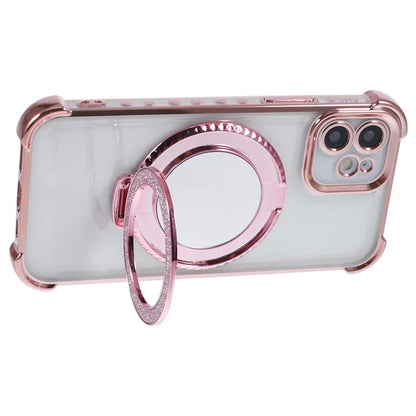 For iPhone 12 Case Makeup Mirror TPU Clear Phone Cover Invisible Kickstand