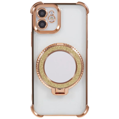 For iPhone 12 Case Makeup Mirror TPU Clear Phone Cover Invisible Kickstand