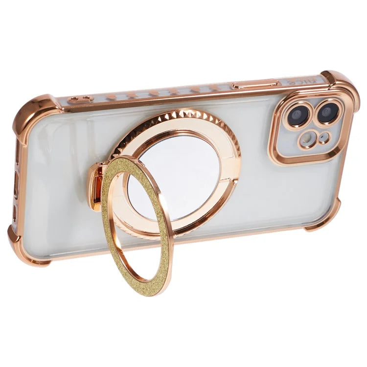 For iPhone 12 Case Makeup Mirror TPU Clear Phone Cover Invisible Kickstand