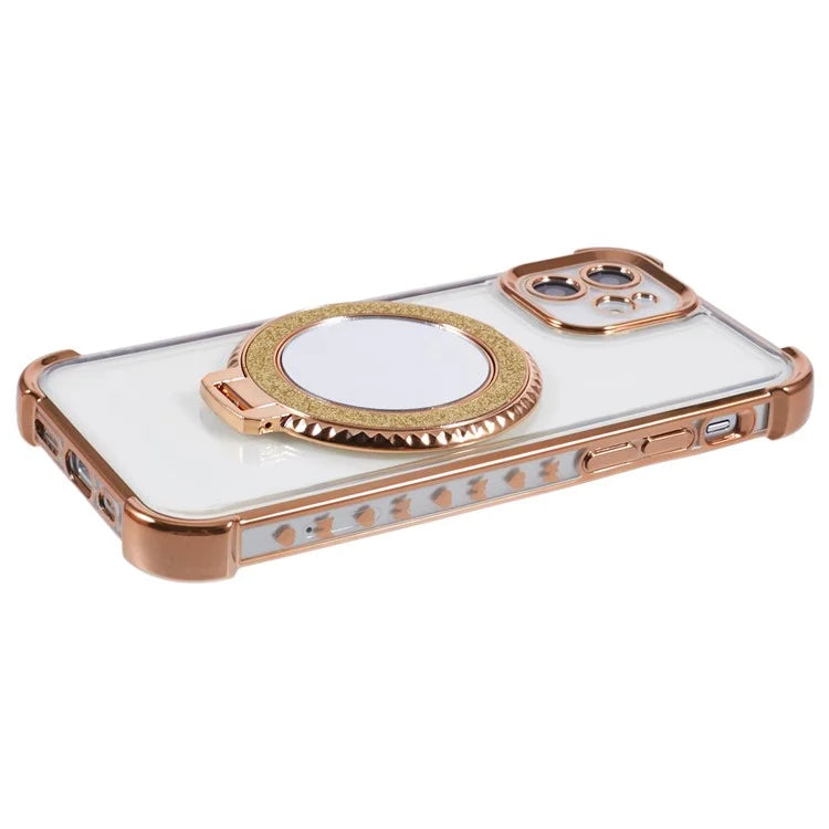 For iPhone 12 Case Makeup Mirror TPU Clear Phone Cover Invisible Kickstand