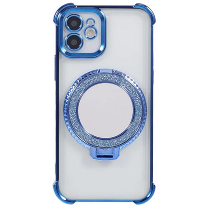 For iPhone 12 Case Makeup Mirror TPU Clear Phone Cover Invisible Kickstand