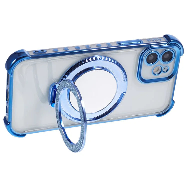 For iPhone 12 Case Makeup Mirror TPU Clear Phone Cover Invisible Kickstand
