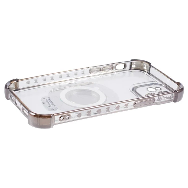For iPhone 12 Case Makeup Mirror TPU Clear Phone Cover Invisible Kickstand