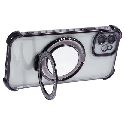 For iPhone 12 Case Makeup Mirror TPU Clear Phone Cover Invisible Kickstand