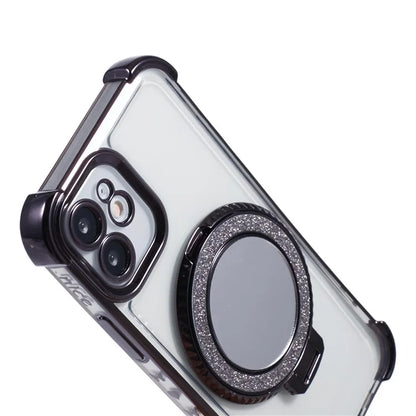 For iPhone 12 Case Makeup Mirror TPU Clear Phone Cover Invisible Kickstand