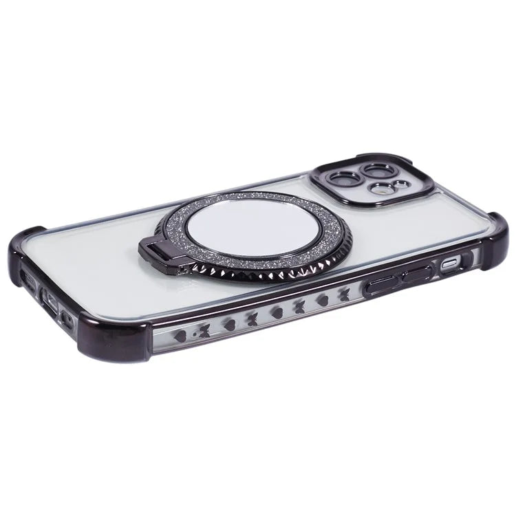 For iPhone 12 Case Makeup Mirror TPU Clear Phone Cover Invisible Kickstand