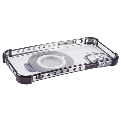 For iPhone 12 Case Makeup Mirror TPU Clear Phone Cover Invisible Kickstand