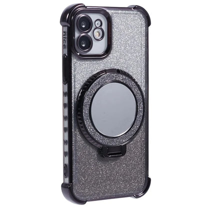 For iPhone 12 Case TPU Mirror Phone Cover Kickstand Glitter