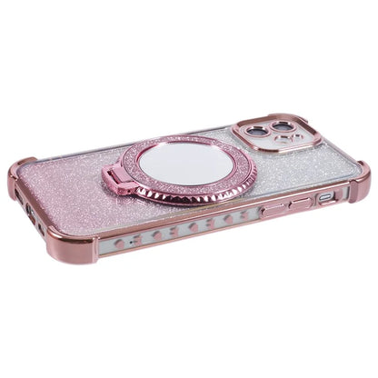 For iPhone 12 Case TPU Mirror Phone Cover Kickstand Glitter