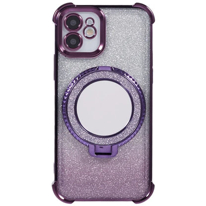 For iPhone 12 Case TPU Mirror Phone Cover Kickstand Glitter