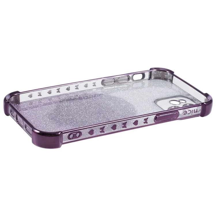 For iPhone 12 Case TPU Mirror Phone Cover Kickstand Glitter