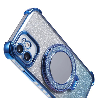 For iPhone 12 Case TPU Mirror Phone Cover Kickstand Glitter