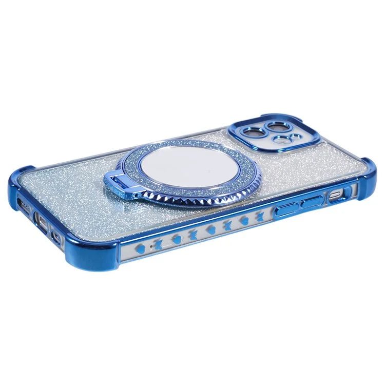 For iPhone 12 Case TPU Mirror Phone Cover Kickstand Glitter