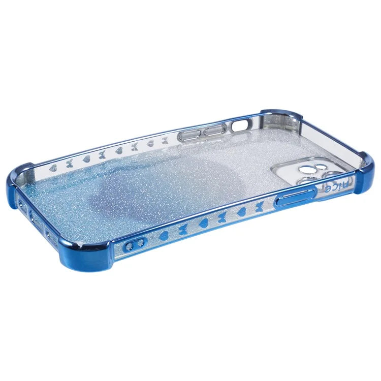For iPhone 12 Case TPU Mirror Phone Cover Kickstand Glitter