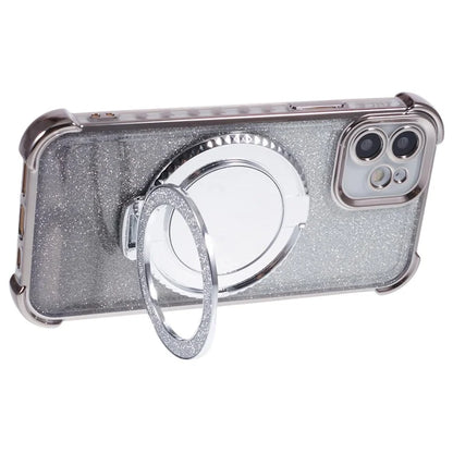 For iPhone 12 Case TPU Mirror Phone Cover Kickstand Glitter