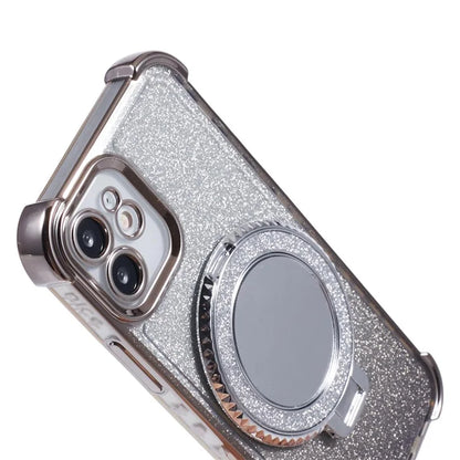 For iPhone 12 Case TPU Mirror Phone Cover Kickstand Glitter