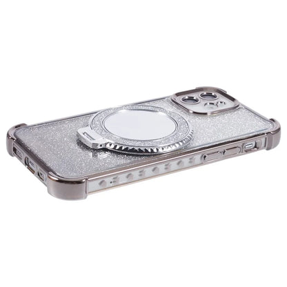 For iPhone 12 Case TPU Mirror Phone Cover Kickstand Glitter