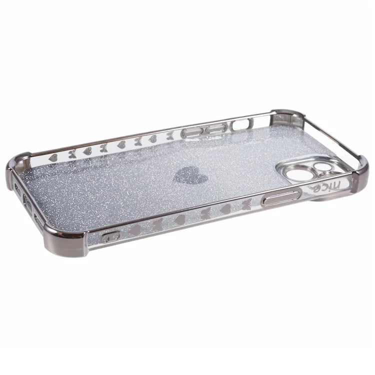 For iPhone 15 Plus Case Heart Pattern Glitter Anti-Drop TPU Phone Cover