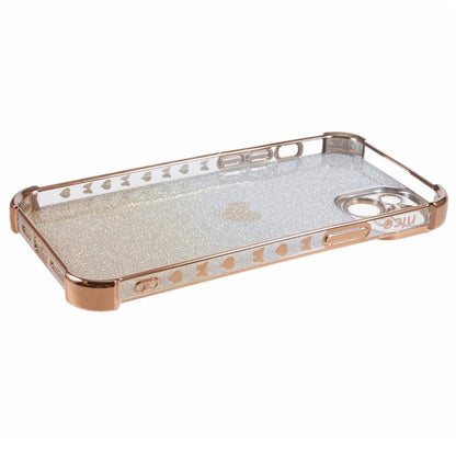 For iPhone 15 Plus Case Heart Pattern Glitter Anti-Drop TPU Phone Cover