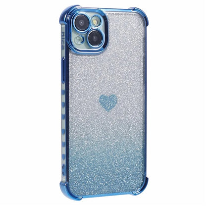 For iPhone 15 Plus Case Heart Pattern Glitter Anti-Drop TPU Phone Cover