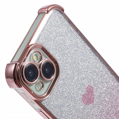 For iPhone 15 Plus Case Heart Pattern Glitter Anti-Drop TPU Phone Cover