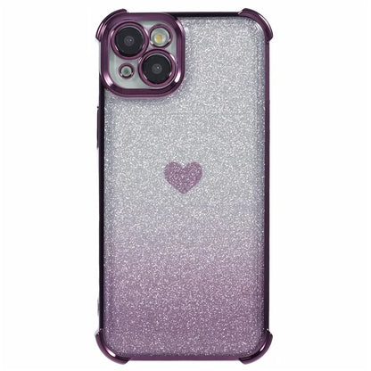 For iPhone 15 Plus Case Heart Pattern Glitter Anti-Drop TPU Phone Cover