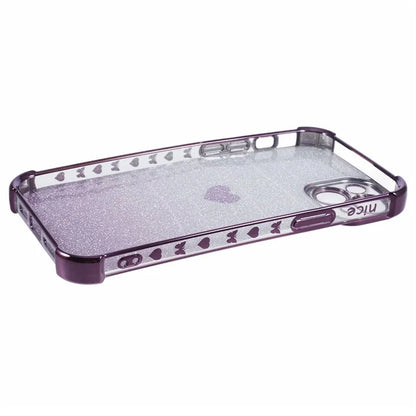 For iPhone 15 Plus Case Heart Pattern Glitter Anti-Drop TPU Phone Cover