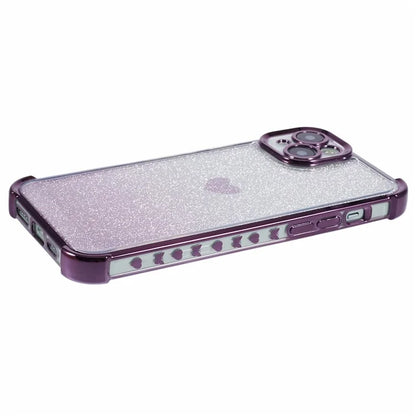 For iPhone 15 Plus Case Heart Pattern Glitter Anti-Drop TPU Phone Cover