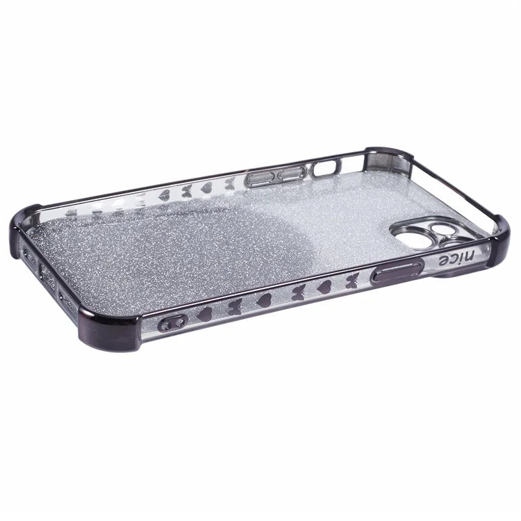 For iPhone 15 Plus Kickstand Case Glitter TPU Phone Cover with Mirror