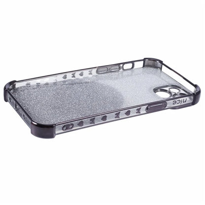 For iPhone 15 Plus Kickstand Case Glitter TPU Phone Cover with Mirror