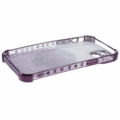 For iPhone 15 Plus Kickstand Case Glitter TPU Phone Cover with Mirror