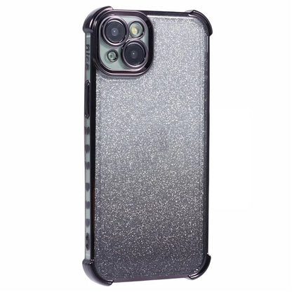 For iPhone 15 Plus Case Side Heart Pattern Electroplating Glitter Soft TPU Phone Cover