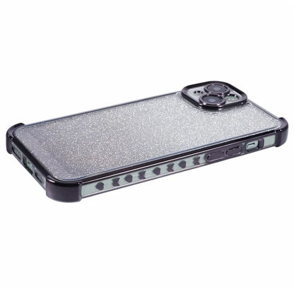 For iPhone 15 Plus Case Side Heart Pattern Electroplating Glitter Soft TPU Phone Cover