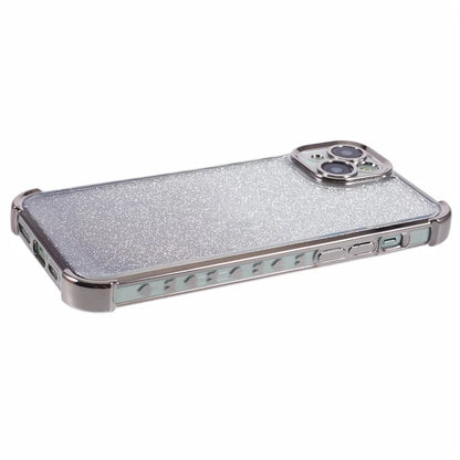 For iPhone 15 Plus Case Side Heart Pattern Electroplating Glitter Soft TPU Phone Cover