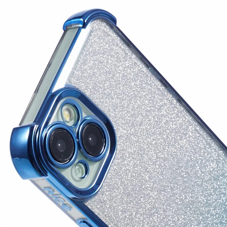 For iPhone 15 Plus Case Side Heart Pattern Electroplating Glitter Soft TPU Phone Cover