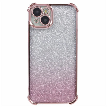 For iPhone 15 Plus Case Side Heart Pattern Electroplating Glitter Soft TPU Phone Cover