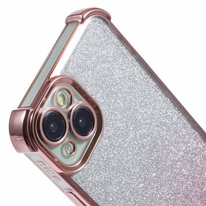 For iPhone 15 Plus Case Side Heart Pattern Electroplating Glitter Soft TPU Phone Cover