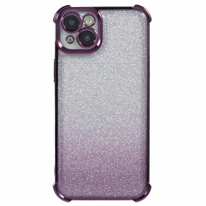 For iPhone 15 Plus Case Side Heart Pattern Electroplating Glitter Soft TPU Phone Cover