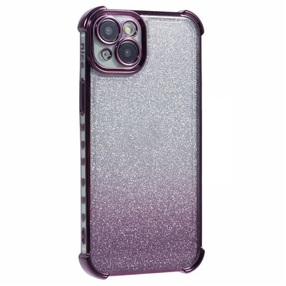 For iPhone 15 Plus Case Side Heart Pattern Electroplating Glitter Soft TPU Phone Cover