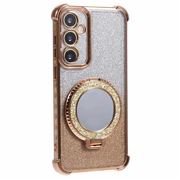 For Samsung Galaxy S23 FE Case Glitter Gradient TPU Phone Cover with Kickstand