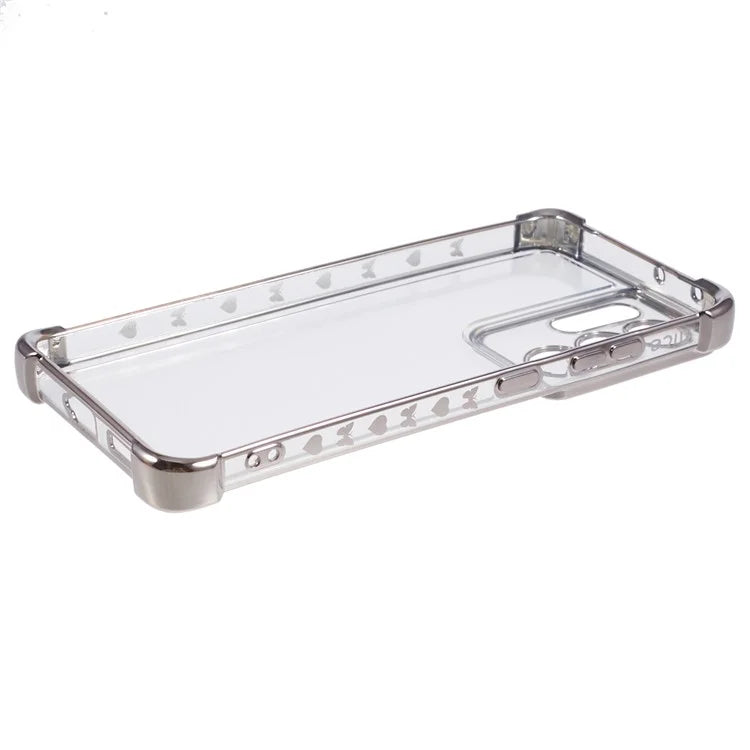 For Samsung Galaxy S21 Ultra 5G Clear Case TPU Back Phone Cover Electroplating Love Heart