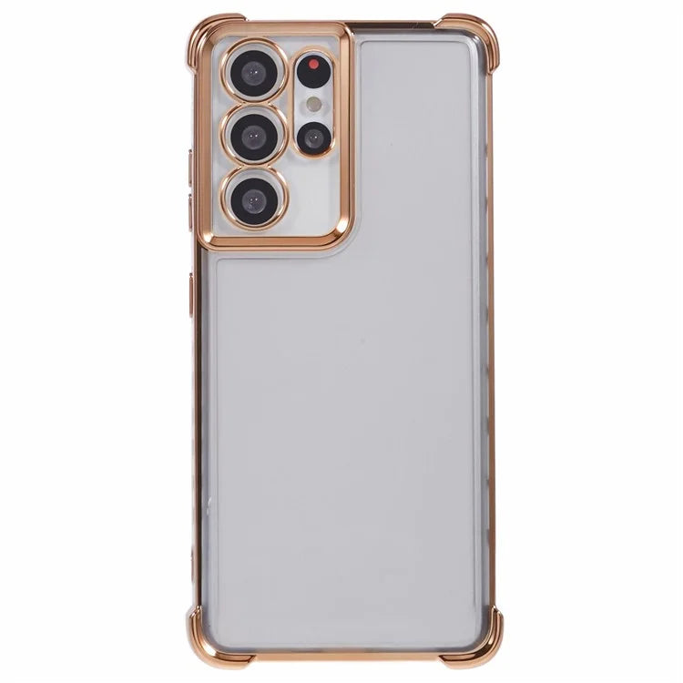 For Samsung Galaxy S21 Ultra 5G Clear Case TPU Back Phone Cover Electroplating Love Heart