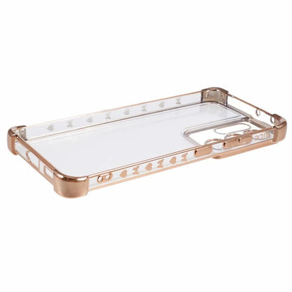 For Samsung Galaxy S21 Ultra 5G Clear Case TPU Back Phone Cover Electroplating Love Heart