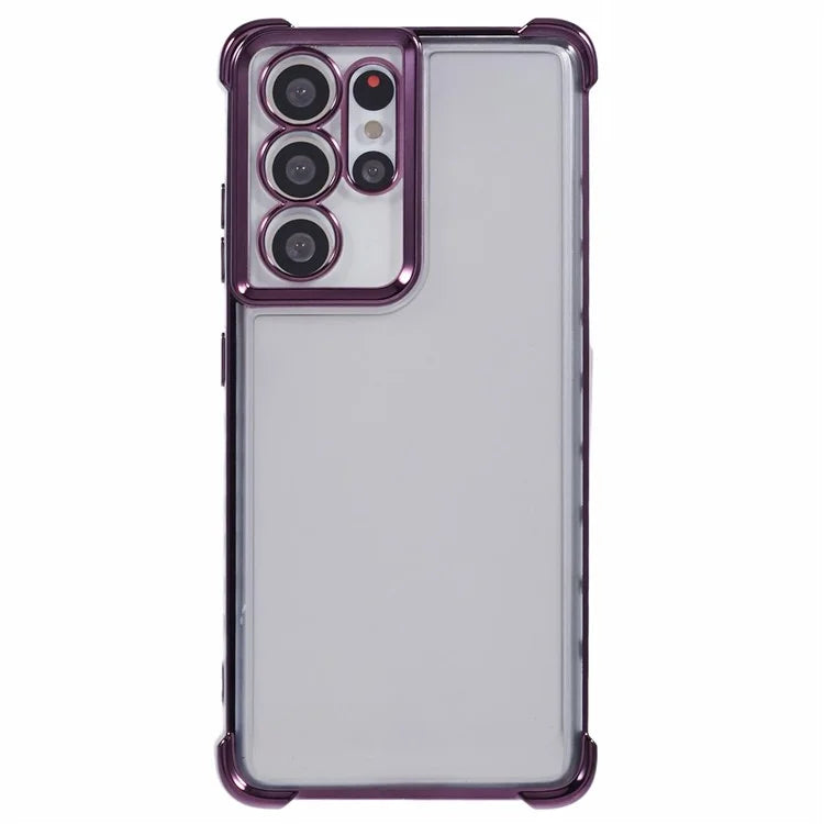 For Samsung Galaxy S21 Ultra 5G Clear Case TPU Back Phone Cover Electroplating Love Heart